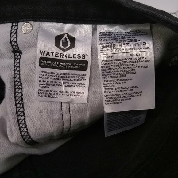 LEVI'S Strauss 511 Pants Water Less Black Denim WPL423 Size 36"x 28 - Picture 2 of 6